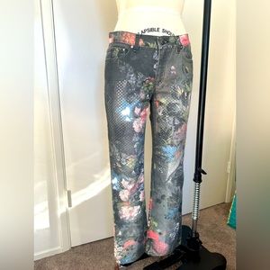 Floral Sequin Jeans by Roberto Cavalli